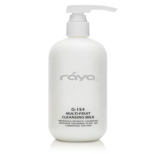 RAYA Multi-Fruit Facial Cleansing Milk with AHA and BHA 16 oz (G-154) | Exfoliating Soap-Free Cleanser and Make-Up Remover for Dry and Combo Skin | Made with Multi-Fruit Alpha and Beta Hydroxy Acids