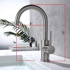 Bar Faucets Single Hole, WiPPhs Brushed Nickel Mini Kitchen Sink Faucets, Single Handle Stainless Steel Modern Sink Faucets 1 Hole, Faucet for Bar Sink