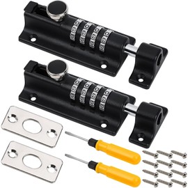 2 Pcs Combination Locking Bolt, 4 Digit Combi Bolt Sliding Door Lock Resettable, Heavy Duty to Keep You Safe, Thicken Solid Zinc Alloy Door Latch Lock for Home, Gate, Garage, Fence