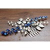 Chargances Blue Bridal Hair Comb Sapphire Blue Crystal Hair Comb