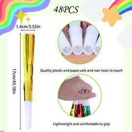 48 Pcs Party Blowers For Kids, Colorful Noise Maker, Party Horns Party Blower Birthday Party Whistles Blowers Kids Party Squawkers For Birthdays Sporting Events Festival