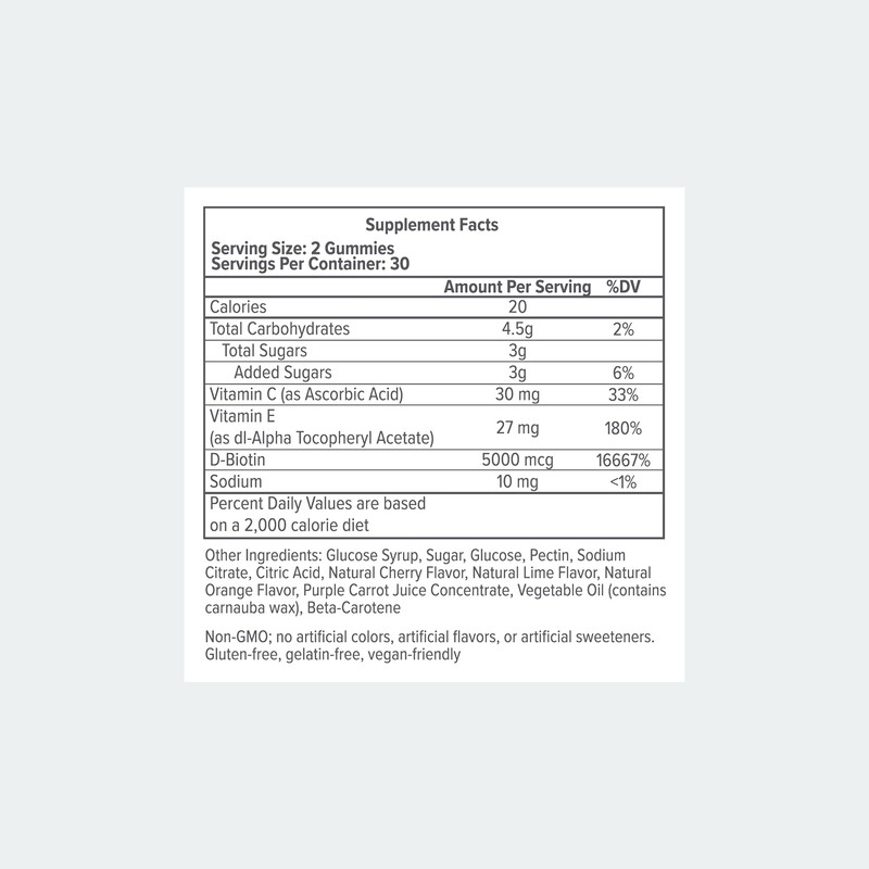 colorsmith Biotin Hair Gummies, Vegan Multivitamin, Cherry & Citrus Flavor,