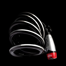 Burg-Wächter Spiral Cable Lock, Key Hole Cover, Pin Cylinders, Reflective Cable Sheath, 2 Keys, Length: 180 cm, 1650 180 REFLEX