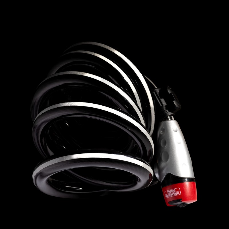 Burg-Wächter Spiral Cable Lock, Key Hole Cover, Pin Cylinders, Reflective