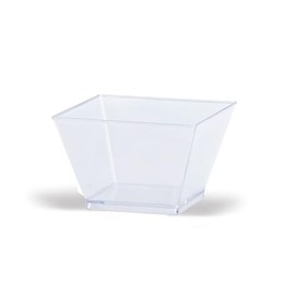 EcoQuality 8oz Clear Square Bowl – Disposable Plastic Serving Bowl for Snacks, Desserts, Salads, Parties, Catering, Events, Buffet Table, Reusable and Elegant Bowl (160)