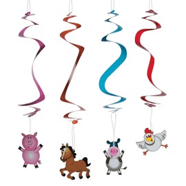Fun Express - Farm Party Dangling Swirls for Birthday - Party Decor - Hanging Decor - Spirals & Swirls - Birthday - 12 Pieces