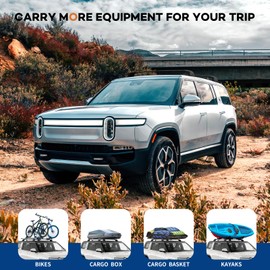 Wonderdriver Lockable Roof Rack Cross Bars Compatible with Rivian R1S 2022 2023 2024 2025, Heavy Duty 220lbs Aluminum Roof Rails Crossbars Cargo Canoe Black Rooftop Cargo Carrier Luggage