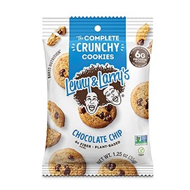 Lenny & Larry's The Complete Crunchy Cookie, Chocolate Chip, 6g Plant Protein, Vegan, Non-GMO, 1.25 Ounce Pouch (Pack of 12)