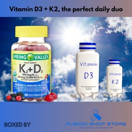 Spring Valley d3+k2 Gummies- Immune boosters for Adults 60 Count (Pack of 1), Boxed by Fusion Shop Store