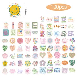 100 PCS Pink Motivational Stickers,Vinyl Waterproof Danish Pastel Sticker, for Laptop Bumper Water Bottles Computer Phone Hard Hat Car Stickers and Decals Inspirational Stickers，Women Kids Teen Girls.
