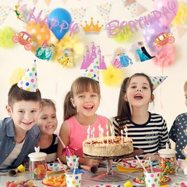 PrinceSS BirthDay DecorationS Banner for Girls- PrinceSS ParTy Decorations Birthday Banner Bunting Garland and Hanging Swirls Decorations Party Pack for Princess Birthday Party Supplies