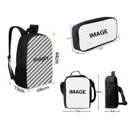 STUOARTE Water & Fire Soccer Ball Print School Bags American Flag Backpack with Lunch Bag and Pencil Bag for Students 3 Piece Kids Bookbag Combo Set for Boys Girls