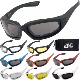 WYND Blocker Motorcycle Riding Glasses & Water Sports Fishing Boating Sunglasses - Black - Clear Lens