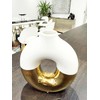 White & Gold Vase Inspired by Kintsugi Japanese Art Tapered