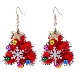 Christmas Earrings for Women Colourful Christmas Tree Dangle Earrings Jingle Bell Earrings Xmas Holiday Jewelry Gifts for Teen Girls (red)…
