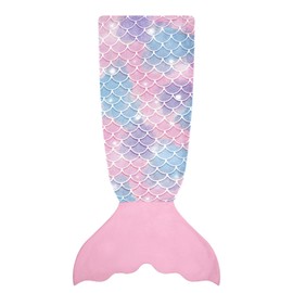 WERNNSAI Mermaid Tail Blanket - Glow in the Dark Mermaid Wearable Blanket for Girls Kids Soft Flannel Scale Sleeping Bags All Seasons for Kids Birthday Gift (110x40cm)