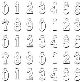 200Pcs Alloy Silver Plated 0-9 Figures Numbers Charms Arabic Numerals Pendants Loose Beads For Necklace Bracelet DIY Jewelry Making Accessories