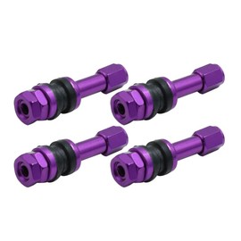 uxcell 4pcs Purple Aluminum Alloy Car Tubeless Wheel Tire Vacuum Valve Stem w Dust Cap