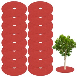 M METERXITY 16 Pack Non Woven Tree Cover Rings,32.2 Inch Tree Protector Weed Fabric Cover,Apply to Garden Tree Mulch Ring/Tree Ring Mulch Mat/Landscape Fabric(Round Red)