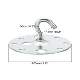 PATIKIL 203lbs 75mm Steel Ceiling Hooks, 2pcs Ceiling Fan Hook Pad Eyes Plate Wall Hanger Hardware with Mounting Screws for Hanging Lamp Plant Baskets