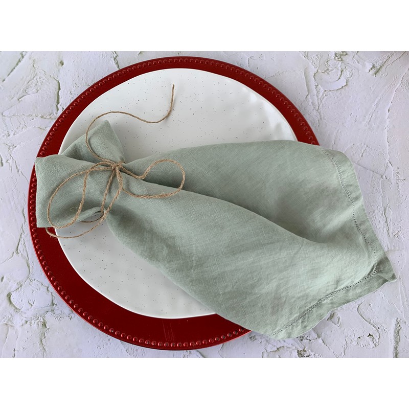 Linen Napkins –100% French Flax – Hemstitch Stonewashed Pure Linen