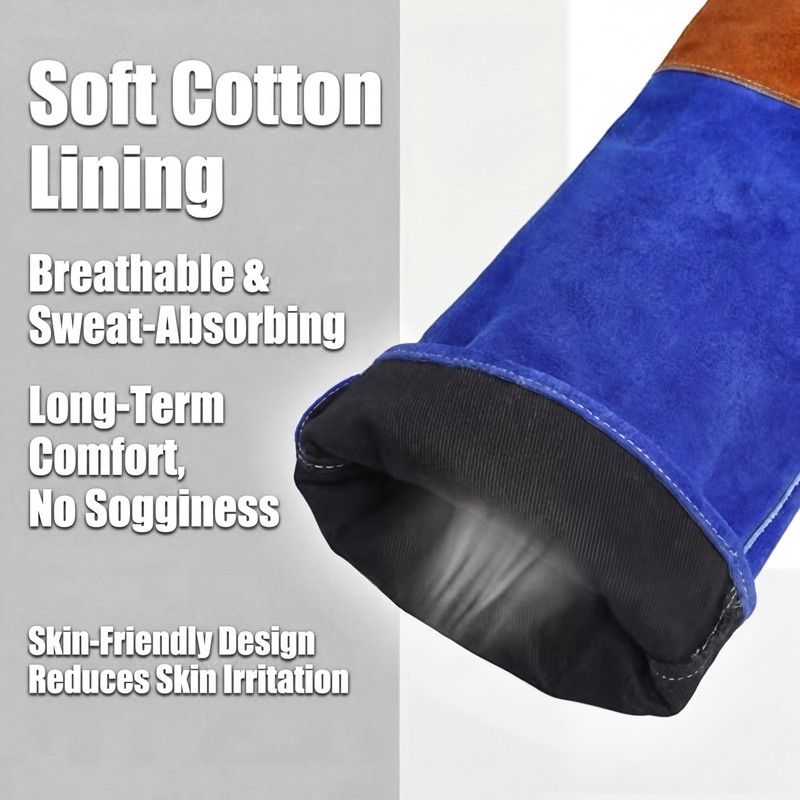 shenwld Leather Welding Sleeves,Work Gloves with Palm Reinforcements,Bite Proof for