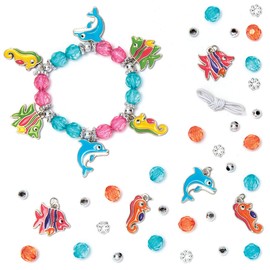 Baker Ross AW382 Sealife Charm Bracelet Making Kit (Pack of 3) Beads for Jewellery Making - Beads, Charms and Elastic Cord Included