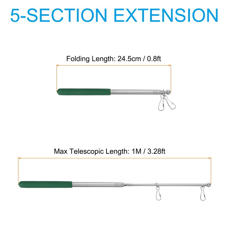 PATIKIL Telescoping Handheld Flag Pole 1M Portable Stainless Steel Telescopic