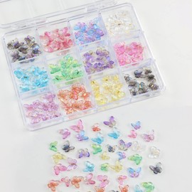 SEMATA Spring Summer Butterfly Nail Art Charms Cute 3D Butterfly Nail Charms Colorful Butterflies Nails Gems Mixed Sizes Butterflies Nails Art Accessories Decoration Design for Women