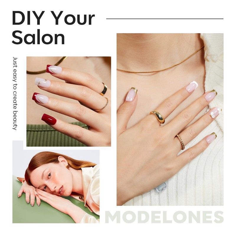 Modelones Nail Tips, Pre-shaped Full Cover Fake Nails Soft Gel