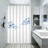 Yeele School of Fish Minimalist Ocean Wave Shower Curtain, Blue