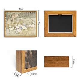 Roslynity Framed Canvas Wall Art Vintage Print Paintings Ducks Nursery Abstract Animal Drawing Country Retro Aesthetic Artwork for Home Living Room Bathroom Farmhouse Wall Decor (8"x10")