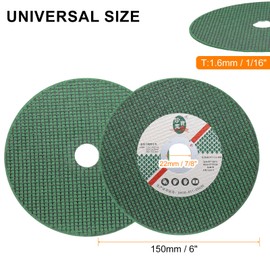 HARFINGTON 25pcs Cut Off Wheels 6" x 1/16" x 7/8" Ultra Thin Cut-Off Wheels Angle Grinder Cutting Discs General Metal Cutting Disc for Stainless Steel Cast Iron Copper, Green