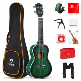 Vangoa Ukelele 26 Adult Beginner Tenor Ukulele Mahogany Bundle Professional Wooden Hawaiian Starter Uke Kit, Green