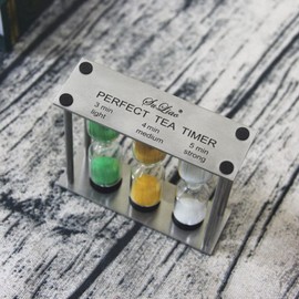 SuLiao Tea 3-4-5 Minute Sand Timer Hourlgass, Metal Three-In-One Sand Clock, Small Colorful Sand Watch, Green & Orange White Reloj De Arena, Unquie Sandglass Hour Glass for Kids, Classroom, Home Decor