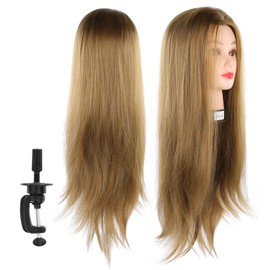 Mannequin Head, Portable with Hair High Temperature Fiber Cosmetology Doll Head, for Curling Weaving