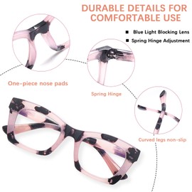 SIGVAN 3 Pack Oprah Style Reading Glasses for Women Men Blue Light Blocking Square Computer Readers with Spring Hinge (3 Mix, 1.5, multiplier_x)