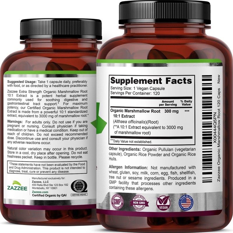 Zazzee USDA Organic Marshmallow Root 10:1 Extract, 3000 mg Strength,