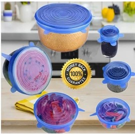 Kitchen 6 pcs / 1 Pack Stretch Lids, Food Grade, Reusable Durable Food Storage Covers