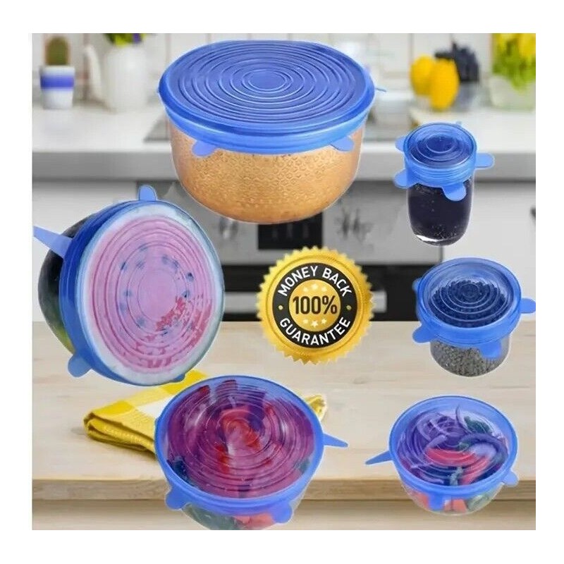 Kitchen 6 pcs / 1 Pack Stretch Lids, Food Grade,