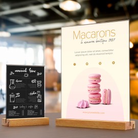 JDEA Acrylic Sign Holder with Wood Base 8.5x11 Inch Vertical and Slant Displays (5 Pack 8.5*11")