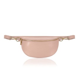 Montte Di Jinne - Women Italian Textured Leather Waist Bag Belt Bag or Crossbody Bum Bag with Long Adjustable Strap (Smoke Rose)