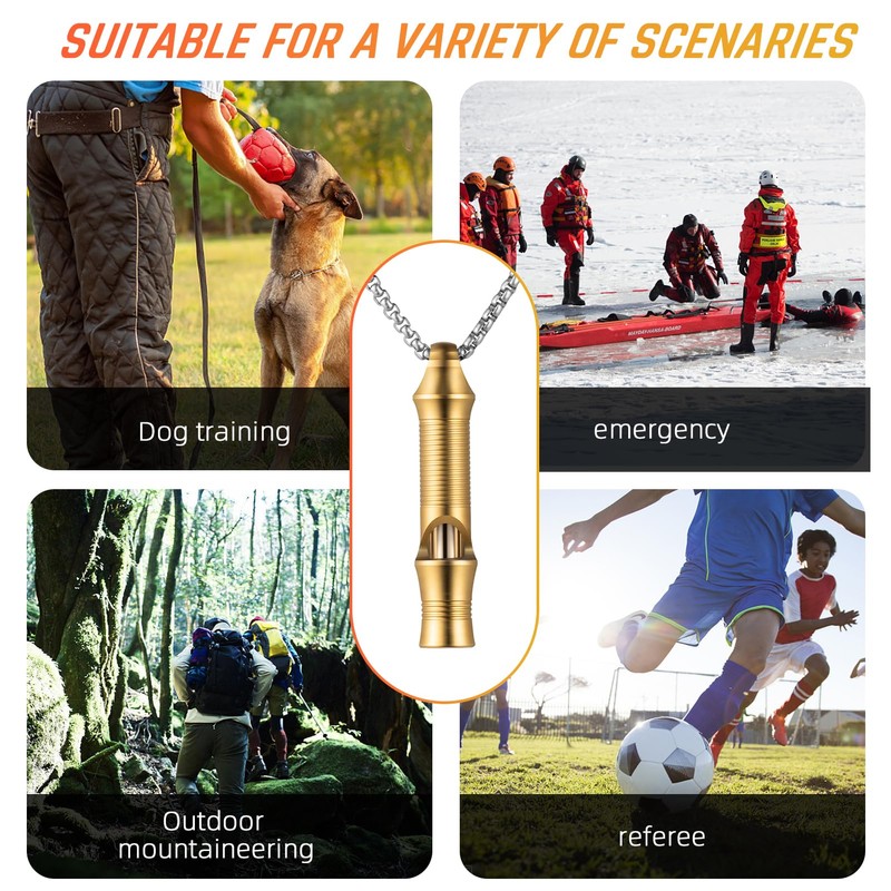 TISUR Titanium Emergency Whistle,EDC Safety Whistles Necklace Loud up to