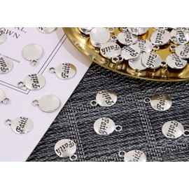 Shapenty Faith Charms Inspiration Message Charms for DIY Necklace Earring Bracelet Pendant Keychain Bookmark Jewelry Making Beading Ornaments Gift Inspiration Words Craft Projects, 50PCS