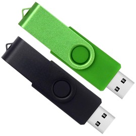 WISEORANGE USB 2.0 Memory Sticks, 32 GB, Rotate High Speed USB Flash Drives (Black, Green) Pack of 2