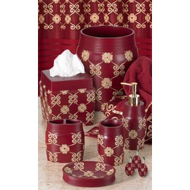 Popular Bath Waste Basket, Vlegant Rosa Collection, Burgundy/Gold