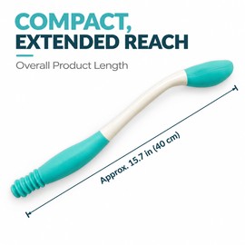 Long Handled Toilet Wiping Aid with Tissue Release Button, Ergonomic Curved Bottom Wiper for Seniors and Limited Mobility, Fits Toilet Paper and Wipes