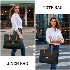KKXIU Lunch Tote Bag for Women 15.6 Inch Laptop Briefcase Work Bag with Insulated Lunch Compartment Professional Tote for Business, Work, Nurse, Office, Collage, Casual, Gift for Women