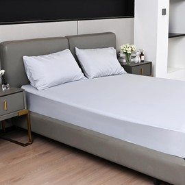 Fitted Sheet 25CM Deep Bed Sheet Super King Size 180X200CM Grey Hotel Quality Poly Cotton (Gray, Super King 25 CM)