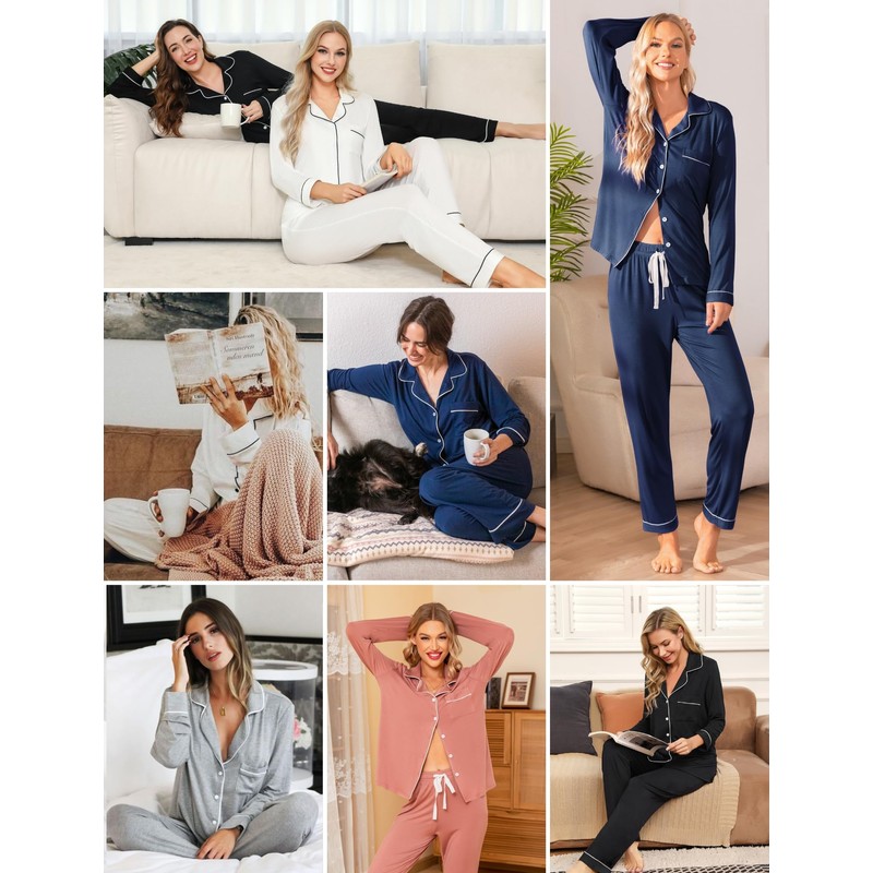 Leikar Button Up Pajamas For Women Soft Comfy Set Roberta